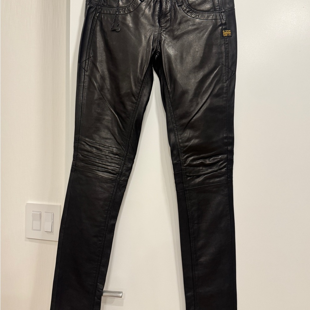 Brand New G-Star Raw Denim Black Leather Pants